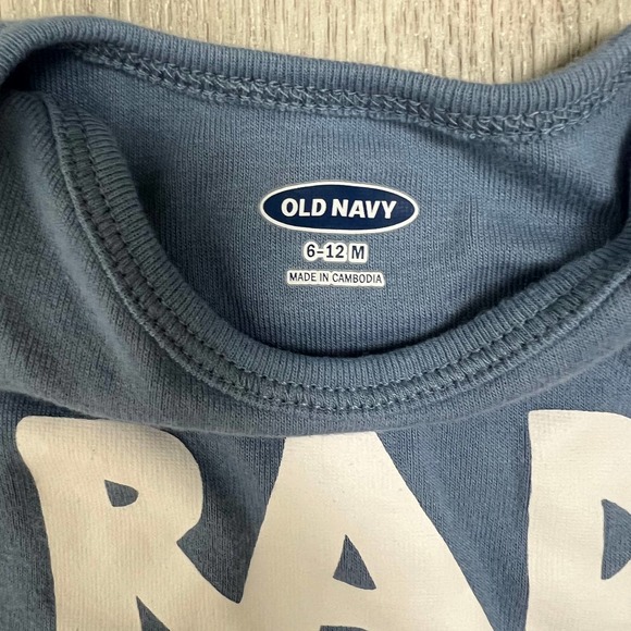 FREE Old Navy, Baby "Rad Like Dad" Blue and Red Bodysuit Onesie - Picture 3 of 4
